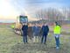 Il presidente Cirio, l'assessore Gabusi e il sindaco di Alba Carlo Bo in visita al cantiere dell'Asti-Cuneo