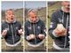 Collage di immagini tratte dal video in cui Giovanni Storti invita a rispettare la natura e mostra due reperti fossili risalenti all'epoca del 'mare Padano'
