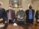 Nella foto, da sinistra a destra: Giansecondo Bossi, Roberto Dellavalle, il vescovo Prataro, Marco Reggio e Diego Furia