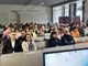 La dottoressa Gentile (seduta a fianco del presidente Sacco) ritratta durante un precedente convegno nell'Aula Magna dell'Università