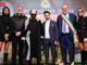 Foto di gruppo con il presidente Mario Sacco, Cristiano Malgioglio, il cabarettista Fabrizio Brignolo presentatore della giornata e il sindaco di Montechiaro Paolo Luzi (ph. Merfephoto - Efrem Zanchettin)