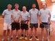 Il gruppo di soci/tennisti del Panathlon Club Asti composto da Corrado Buscemi, Luca Simonetti, Fulvio Saracco e Giorgio Bravo ritratti con Giorgio Finello (ultimo a destra)