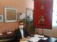 Paolo Lanfranco in ufficio con mascherina