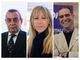 Nel collage fotografico, da sinistra a destra, i candidati sindaci di Asti Salvatore Puglisi, Chiara Chirio e Marco Demaria