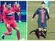 Yassine 'Yasso' Mahboub con le due maglie della sua carriera calcistica. A sinistra con quella dei 'Villans', a destra con quella dello Spartak San Damiano