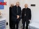 Il cardinale Zuppi ritratto con il vescovo Prastaro durante la visita all'ambulatorio diocesano inaugurato ieri