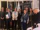 Il governatore Arlandini, al centro con il presidente Florio, insieme al segretario distrettuale Tullio Vernazza e ad alcuni componenti del direttivo del Rotary Club Asti