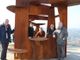 La scultura &quot;Di Ferro del mare padano&quot; sul Belvedere di San Secondo; da sinistra Morra, Tealdi, Miroglio, Goria, Omedé