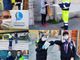 Un collage fotografico di precedenti consegne di mascherine da parte della Protezione civile piemontese (immagine tratta dal profilo Facebook dell'assessore Gabusi)