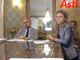 Il sindaco Maurizio Rasero e l'assessore ai Lavori Pubblici Stefania Morra ritratti nel corso di una conferenza stampa