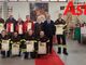 I vigili del fuoco premiati, ritratti con il comandante ing. Franco e con il prefetto di Asti Alfonso Terribile