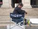 Il maestro Monaca durante una protesta