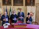 Da sinistra Beppe Prosio (curatore della stagione dialettale), Mario Nosengo (associazione Arte &amp; Tecnica), Andrea Giroldo (vicesindaco di Moncalvo) e Nadia Macis (Piemonte dal Vivo)