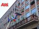 Gli accertamenti sulla facciata del palazzo della Provincia per la copertura della tribuna Alfieri (merphefoto)