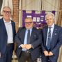 Nell'immagine, da sinistra a destra, il sindaco Cavallero, il presidente di Asti Musei Lepore e il presidente Lions Narciso