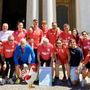 La “delegazione” dei galletti davanti al Santuario di Crea