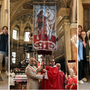 Nel collage: gli insigniti dell'Ordine di San Secondo, il drappo in chiesa e l'ordine degli avvocati con Giulia Colucci (MerfePhoto)