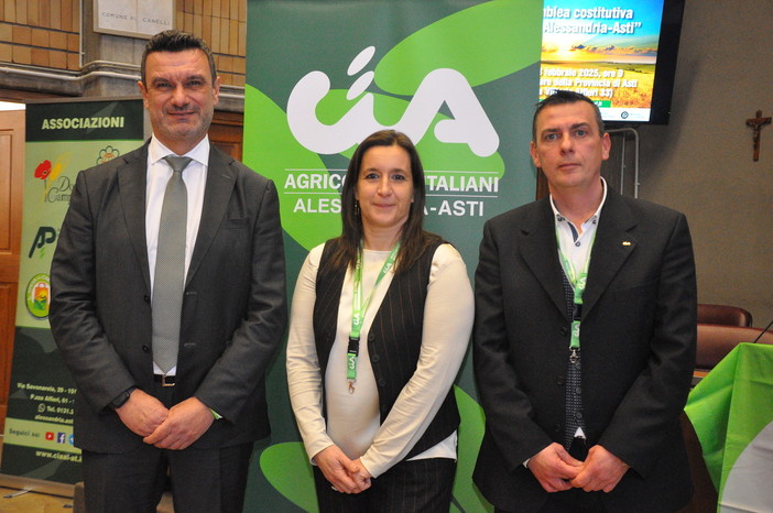 Il presidente nazionale Cia Cristiano Fini, la presidente Cia Alessandria-Asti Daniela Ferrando e il suo vice Amedeo Cerutti