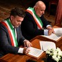 I sindaci di Moncalvo, Diego Musumeci e di Montabone Giuseppe Maurizio Aliardi
