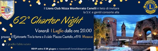 Venerdì 1 luglio al Castello di Moasca la Charter Night del Lions club Nizza Canelli