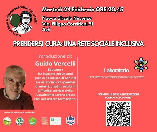 Scuola di Formazione Politica “Alex Langer”: prendersi cura costruendo una rete sociale inclusiva Scuola di Formazione Politica “Alex Langer”: prendersi cura costruendo una rete sociale inclusiva