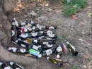 L'inciviltà arriva anche in piazza Campo del Palio:  sotto gli alberi una distesa di bottiglie di birra vuote [VIDEO]