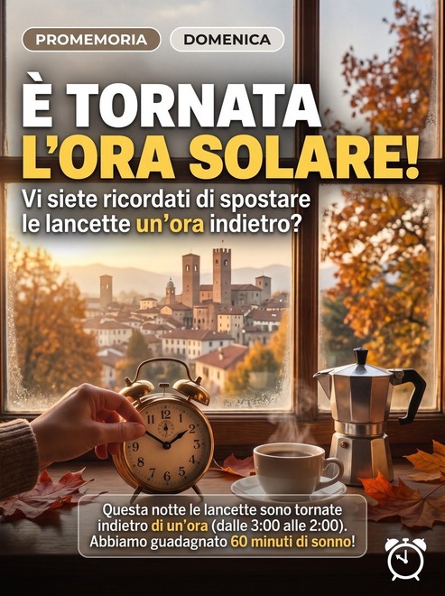 Lancette indietro e sessanta minuti di sonno in più: è tornata l'ora solare Lancette indietro e sessanta minuti di sonno in più: è tornata l'ora solare