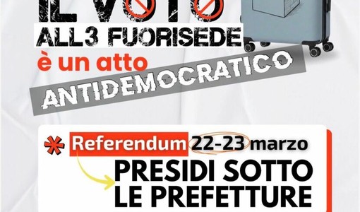 Referendum 22-23 marzo, negare il voto ai fuori sede è un atto antidemocratico: presidio ad Asti sotto la Prefettura