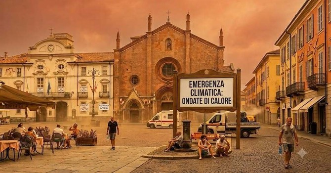 L'immagine di un'Asti distopica (generata con Ai) pubblicata da Ambiente Asti