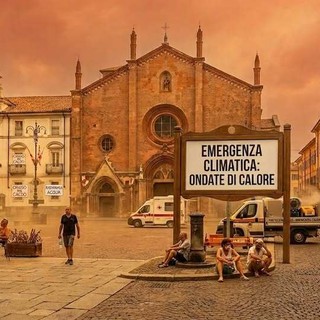 L'immagine di un'Asti distopica (generata con Ai) pubblicata da Ambiente Asti