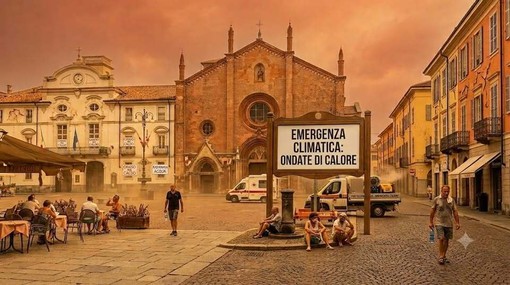 L'immagine di un'Asti distopica (generata con Ai) pubblicata da Ambiente Asti