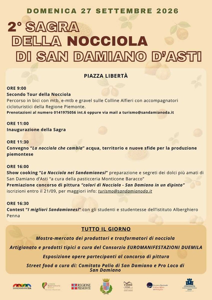 San Damiano celebra la Nocciola: domenica torna la seconda edizione della Sagra