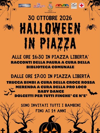 San Damiano d’Asti si prepara ad Halloween: festa in piazza Libertà per i bambini