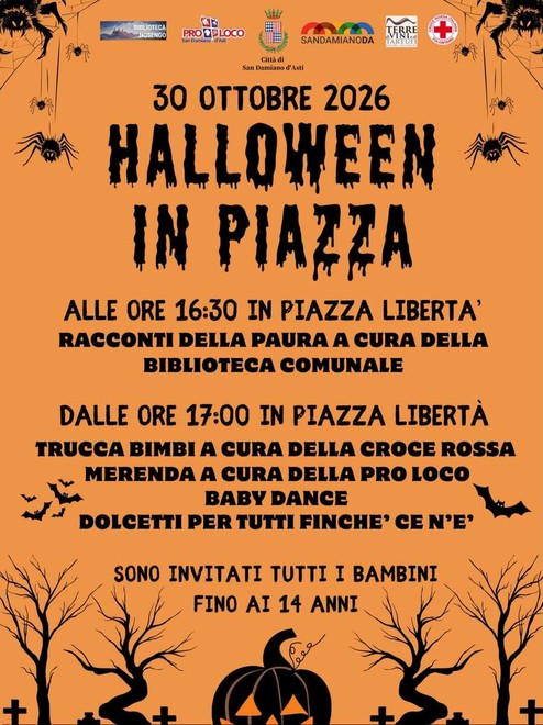 San Damiano d’Asti si prepara ad Halloween: festa in piazza Libertà per i bambini