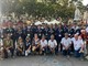 Il numeroso gruppo di Alpini astigiani al termine del servizio del Palio.