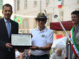 L’assessore regionale Marco Gabusi con Giorgio Tardito e il sindaco di Canelli Roberta Giovine