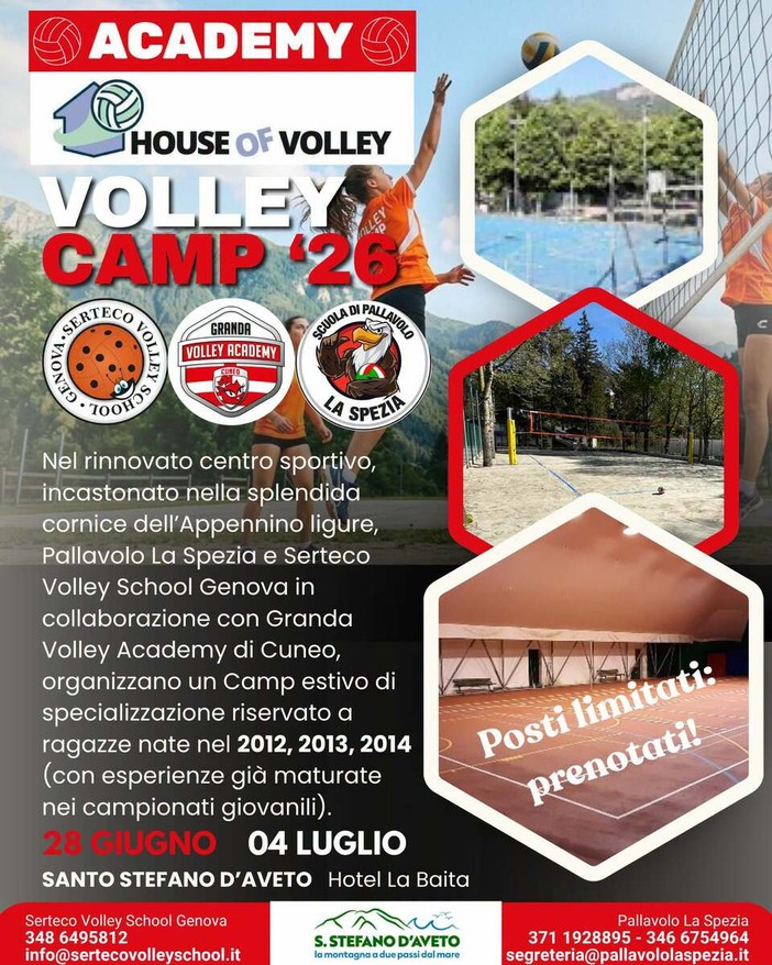 Volley Camp 2026: a Santo Stefano d’Aveto una settimana di sport, crescita e alta specializzazione Volley Camp 2026: a Santo Stefano d’Aveto una settimana di sport, crescita e alta specializzazione