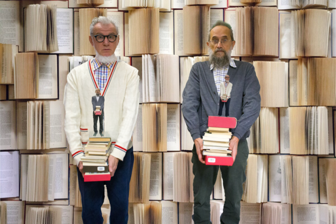 Biagio Bagini e Gian Luigi Carlone della Banda Osiris bibliotecari per un giorno