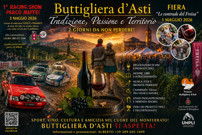 Buttigliera d’Asti accende maggio tra Freisa e motori