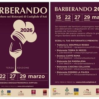 A Costigliole quattro appuntamenti per celebrare la Barbera e la cucina locale