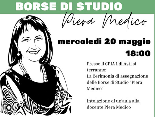 Borse di studio “Piera Medico” al CPIA di Asti: sei premi da 400 euro e un’aula intitolata alla docente scomparsa