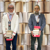 Biagio Bagini e Gian Luigi Carlone della Banda Osiris bibliotecari per un giorno