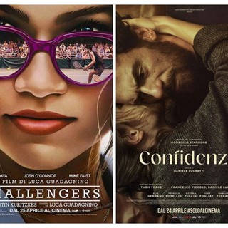 Collage fotografico con i poster dei  nuovi film di Luca Guadagnino e Daniele Luchetti