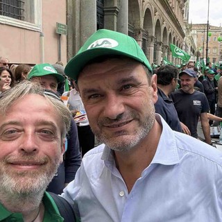 Il direttore provinciale Varrone con il presidente nazionale Fini alla manifestazione del 26 ottobre