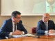 L'assessore alle infrastrutture strategiche e logistica della Regione Piemonte Enrico Bussalino e il consigliere delegato allo sviluppo economico, porti e logistica della Regione Liguria Alessio Piana,