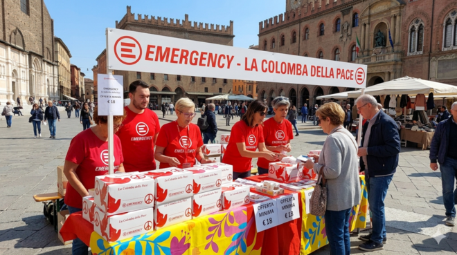A Pasqua la colomba di Emergency torna ad Asti per curare le vittime di guerra