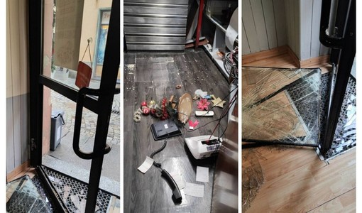 Un collage di immagini della spaccata (foto tratte dal profilo Facebook del titolare)