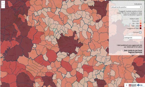 La mappa dei contagi nell'Astigiano