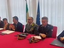 Il prefetto Ventrice, accanto a lui il questore Marina Di Donato e il comandante della Guardia di Finanza Antonio Garaglio Il prefetto Ventrice, accanto a lui il questore Marina Di Donato e il comandante della Guardia di Finanza Antonio Garaglio