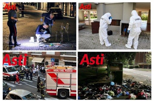 Collage fotografico di gravi fatti di cronaca avvenuti ad Asti